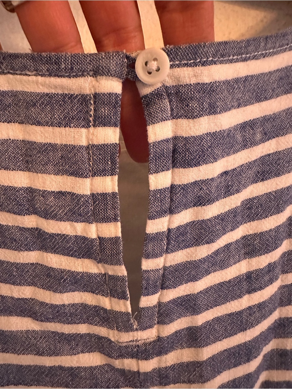 Beach Lunch Lounge Striped Linen Blend Shift Dress Medium Navy White - Picture 3 of 8